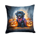 Black Newfoundland Puppy Halloween Throw Pillow