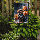 Chocolate Newfoundland Puppy Halloween Garden Flag