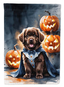 Chocolate Newfoundland Puppy Halloween Garden Flag