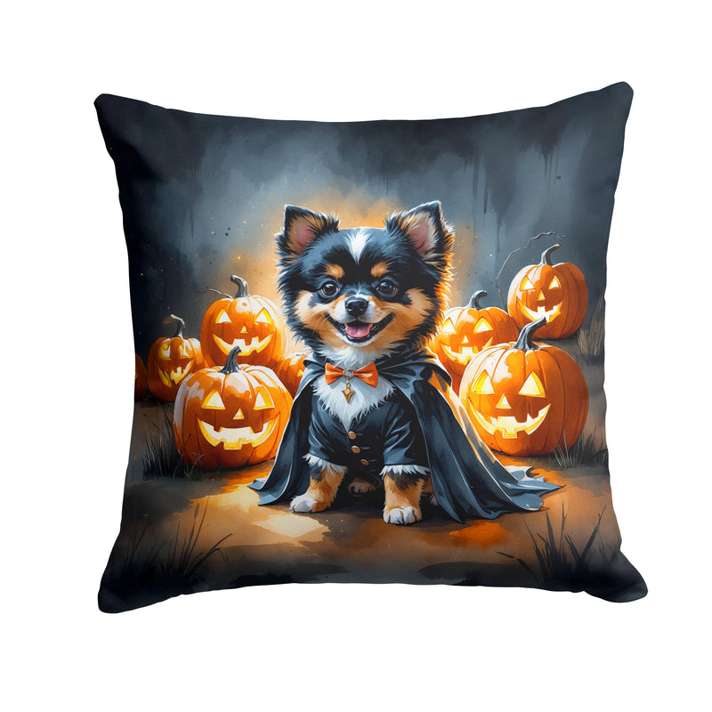 Balck and Tan Pomeranian Puppy Halloween Throw Pillow