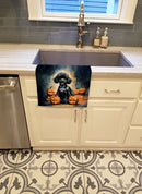 Black Poodle Puppy Halloween Kitchen Towel