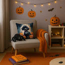 Black Poodle Puppy Halloween Throw Pillow