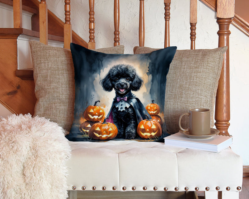 Black Poodle Puppy Halloween Throw Pillow