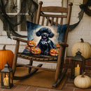 Black Poodle Puppy Halloween Throw Pillow