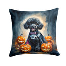 Black Poodle Puppy Halloween Throw Pillow