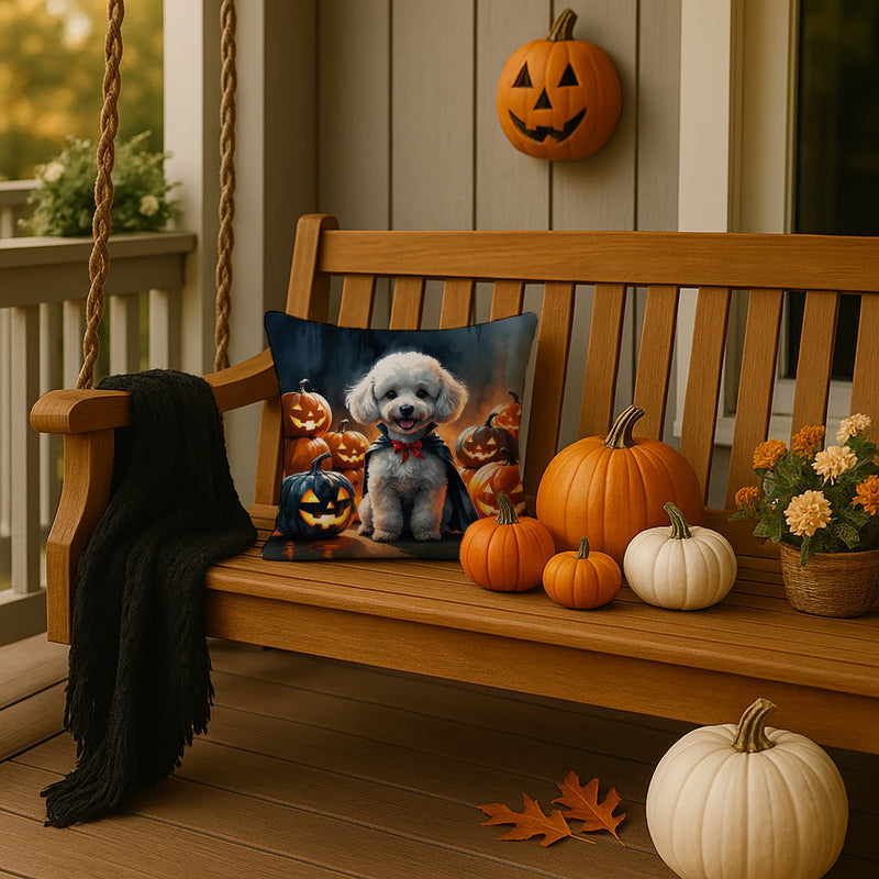 White Poodle Puppy Halloween Throw Pillow