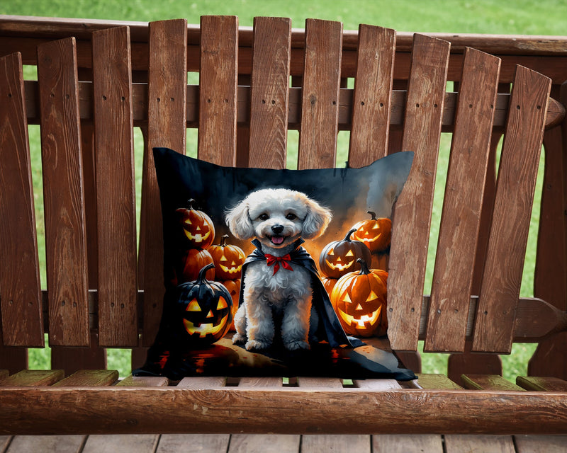 White Poodle Puppy Halloween Throw Pillow