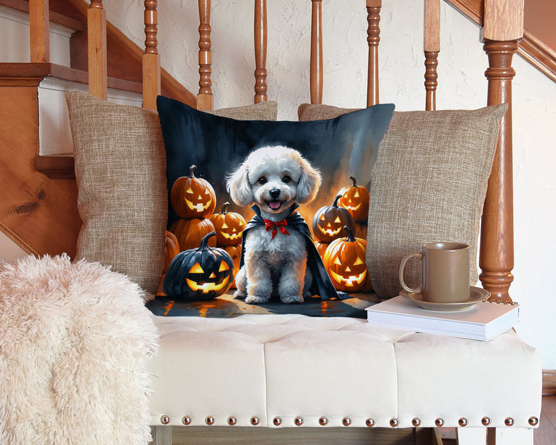 White Poodle Puppy Halloween Throw Pillow