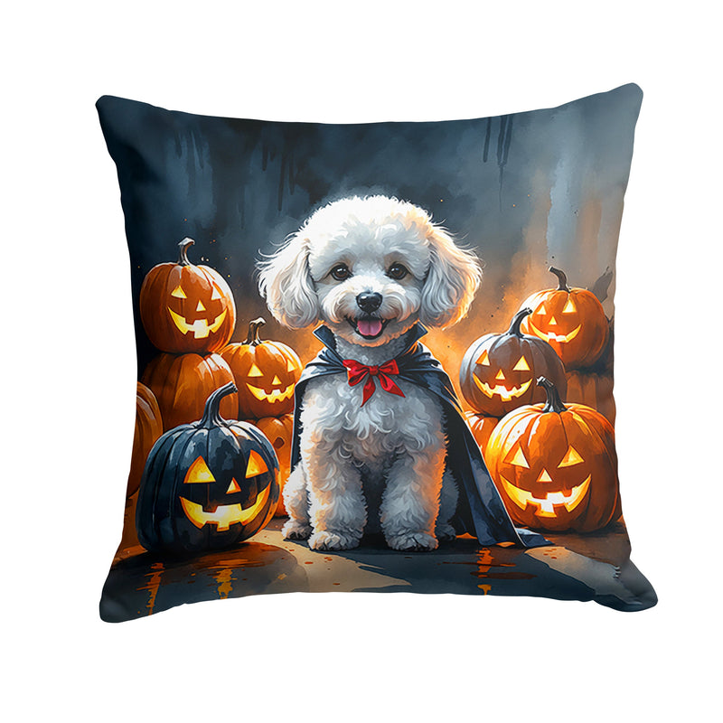 White Poodle Puppy Halloween Throw Pillow