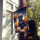 Black Pug Puppy Halloween House Flag