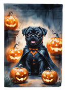 Black Pug Puppy Halloween Garden Flag
