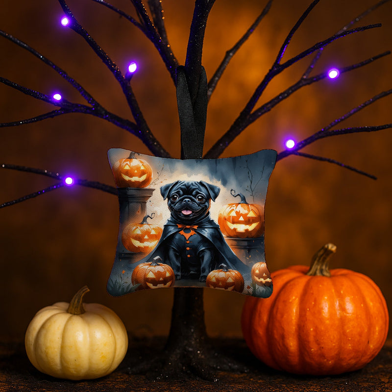 Black Pug Puppy Halloween Mini Hanging Pillow Ornament 3.5 × 3.5
