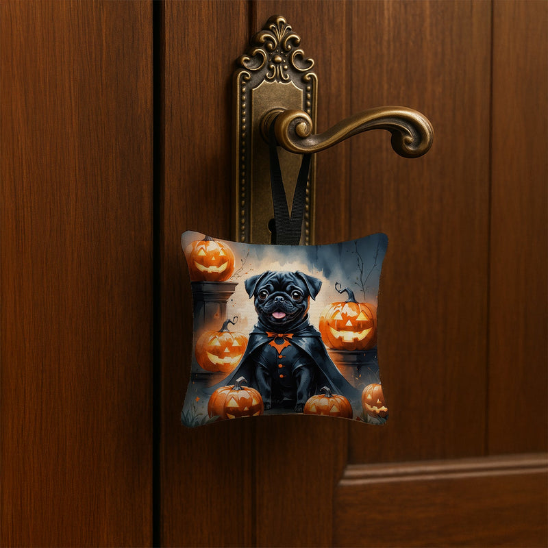 Black Pug Puppy Halloween Mini Hanging Pillow Ornament 3.5 × 3.5