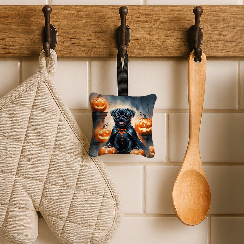Black Pug Puppy Halloween Mini Hanging Pillow Ornament 3.5 × 3.5