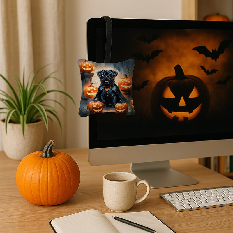 Black Pug Puppy Halloween Mini Hanging Pillow Ornament 3.5 × 3.5