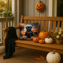 Black Pug Puppy Halloween Throw Pillow