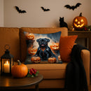 Black Pug Puppy Halloween Throw Pillow