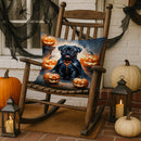 Black Pug Puppy Halloween Throw Pillow