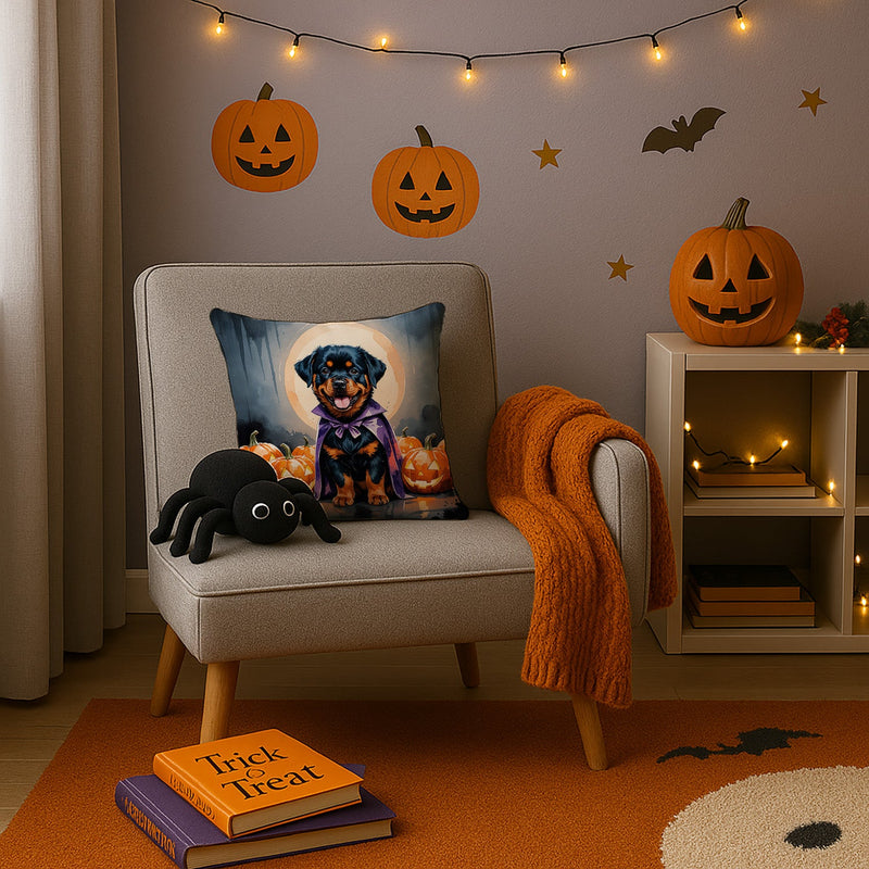 Rottweiler Puppy Halloween Throw Pillow