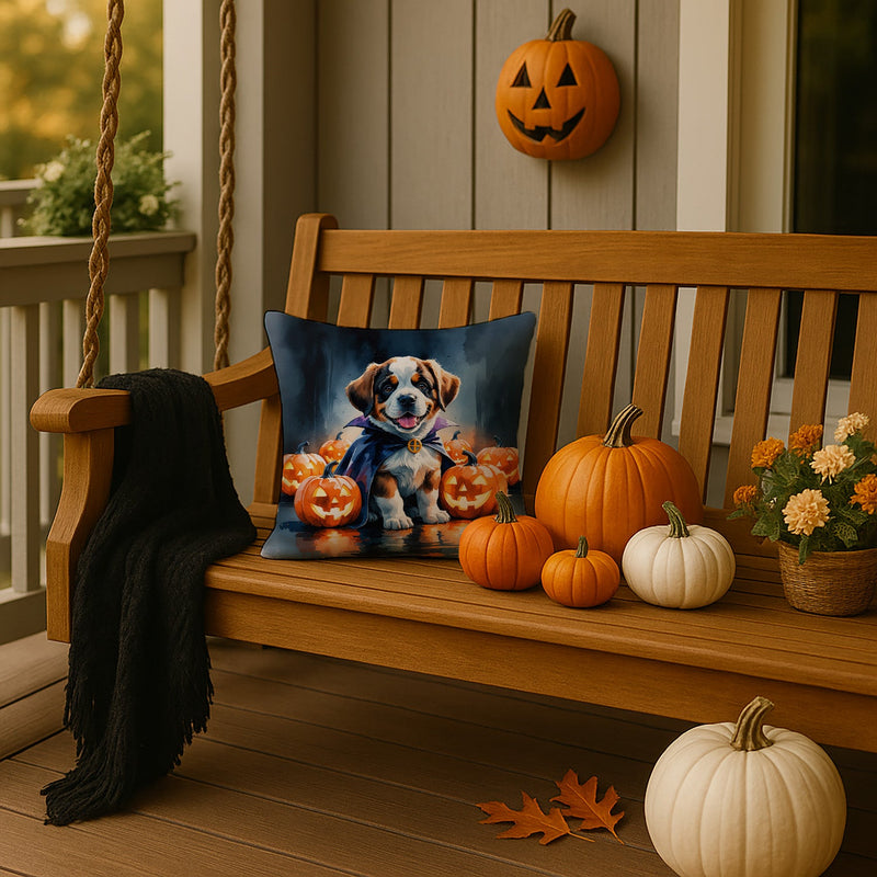 Saint Bernard Puppy Halloween Throw Pillow