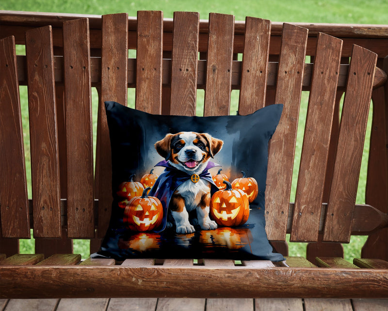 Saint Bernard Puppy Halloween Throw Pillow