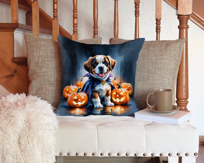 Saint Bernard Puppy Halloween Throw Pillow