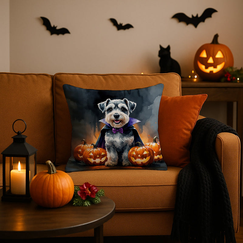 Schnauzer Puppy Halloween Throw Pillow