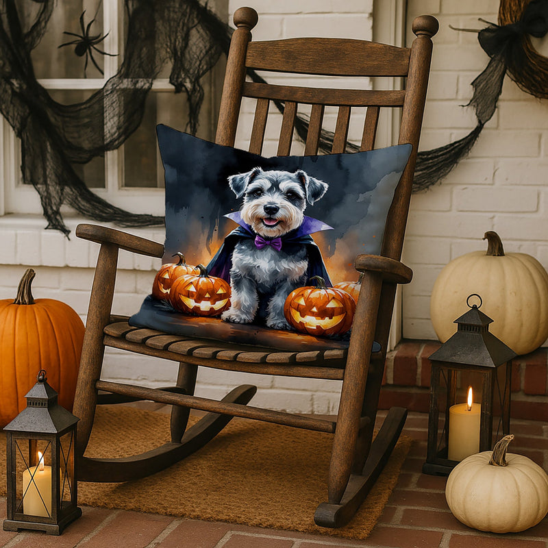 Schnauzer Puppy Halloween Throw Pillow