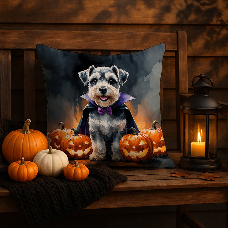 Schnauzer Puppy Halloween Throw Pillow