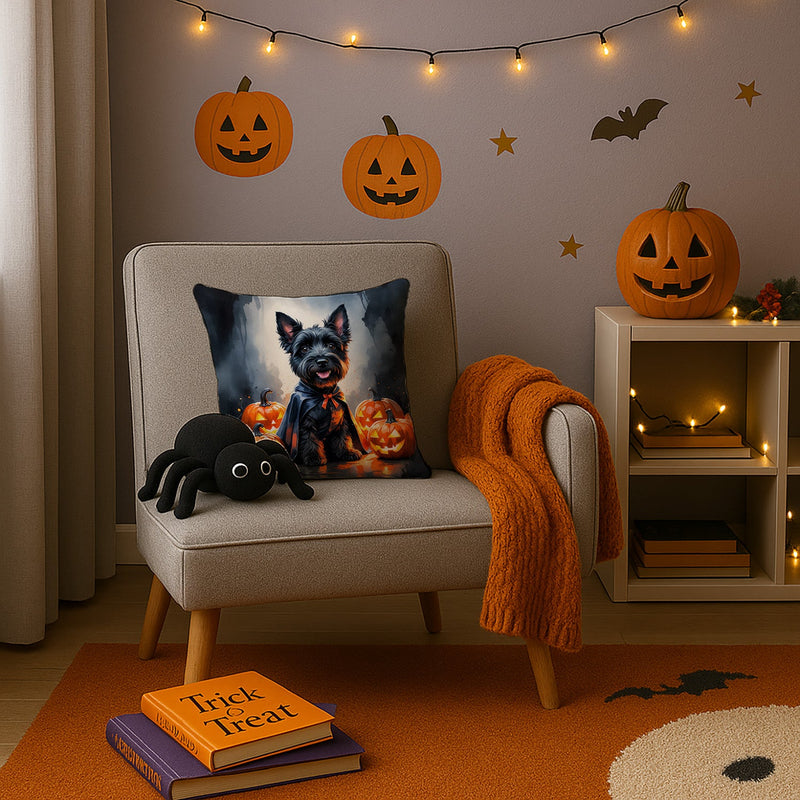 Scottish Terrier Puppy Halloween Throw Pillow