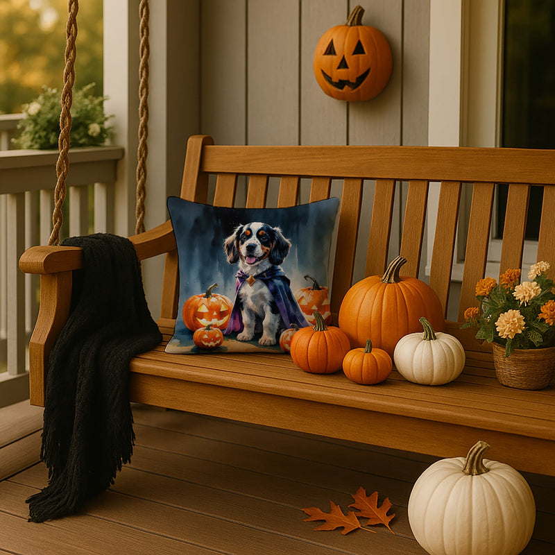 Welsh Springer Spaniel Puppy Halloween Throw Pillow