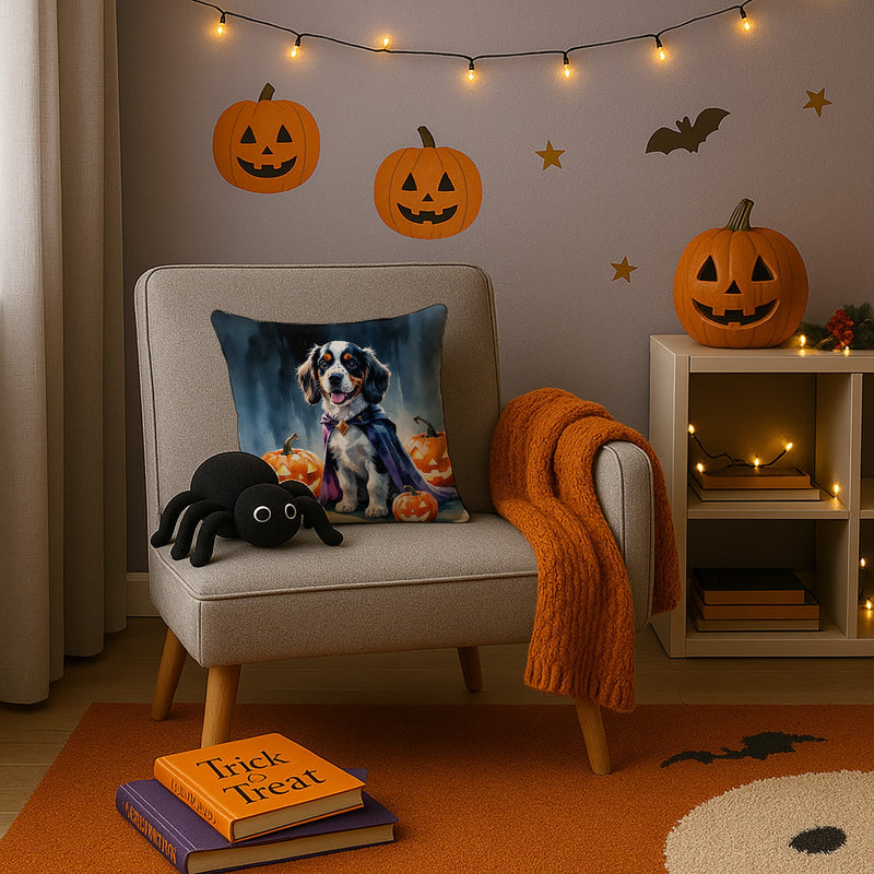 Welsh Springer Spaniel Puppy Halloween Throw Pillow