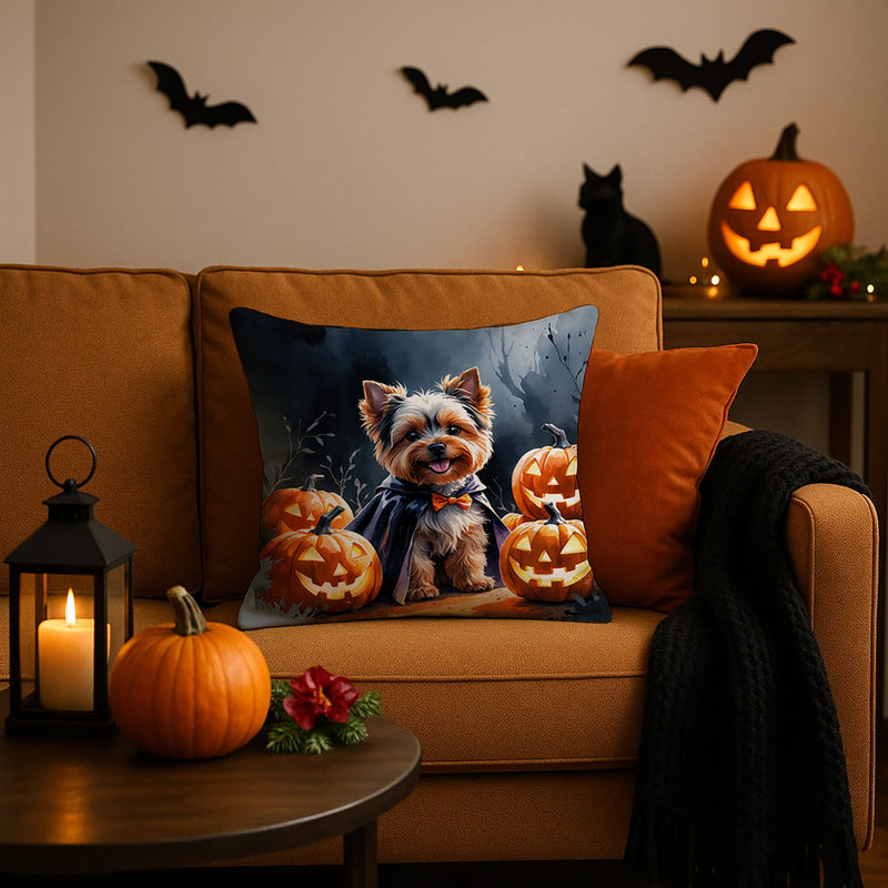 Yorkshire Terrier Puppy Halloween Throw Pillow