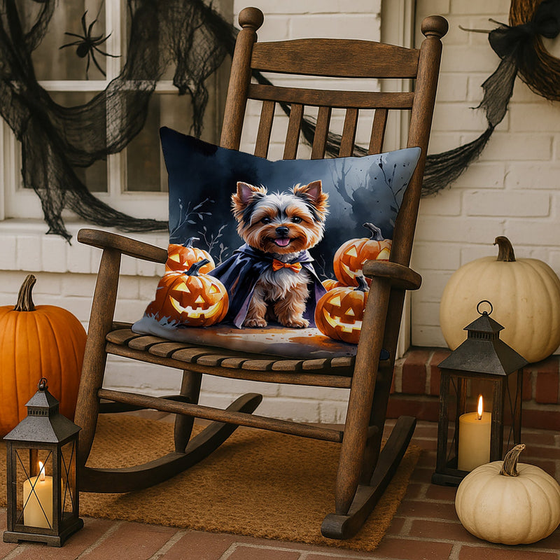 Yorkshire Terrier Puppy Halloween Throw Pillow