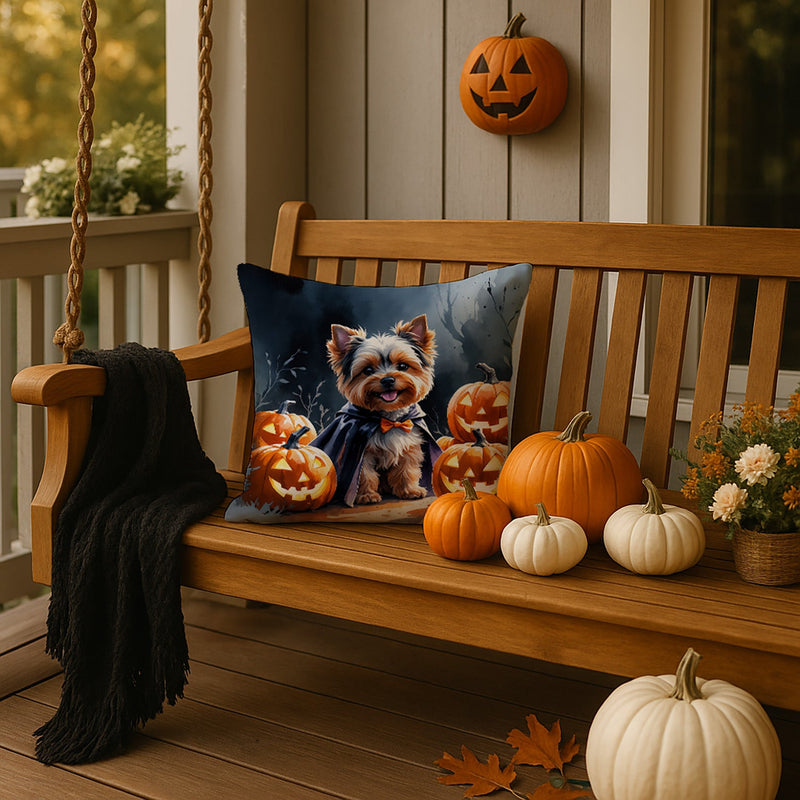 Yorkshire Terrier Puppy Halloween Throw Pillow