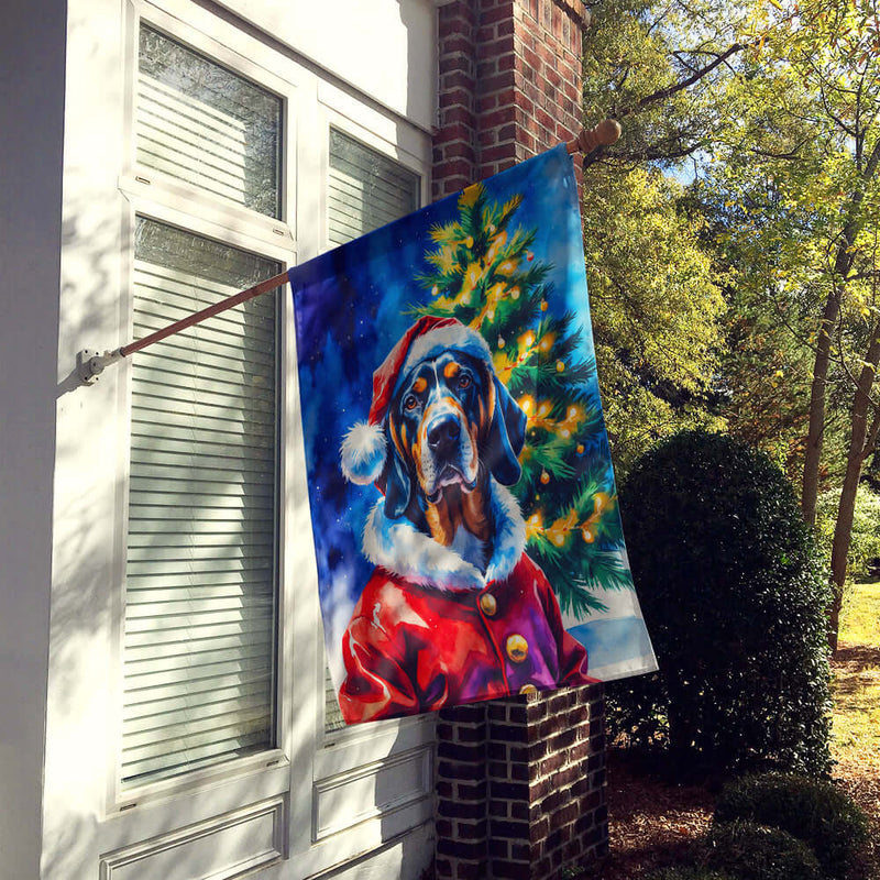 Bluetick Coonhound Christmas House Flag