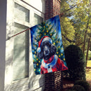 Black Poodle Christmas House Flag