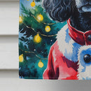 Black Poodle Christmas House Flag