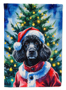 Black Poodle Christmas House Flag
