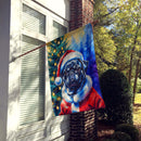 Black Pug Christmas House Flag
