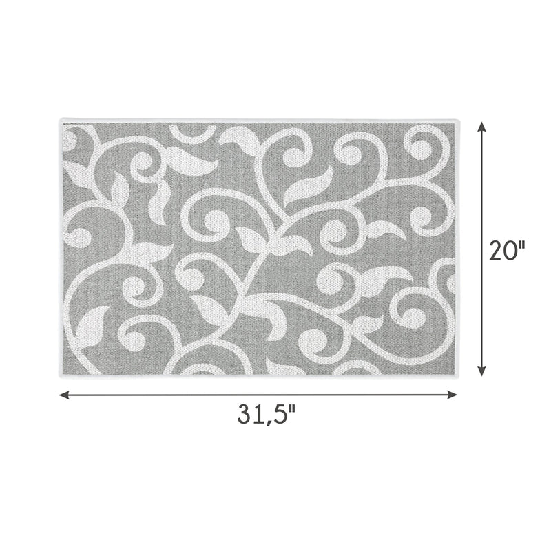 Floral Design Multipurpose Floor Mat | 20"x31" | Gray