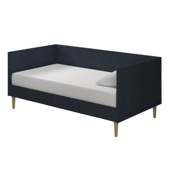 Twin Mid-Century Modern Dark Blue Linen Upholstered Daybed, photo 2 of 5