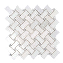 Eastern White Bianco Carrara 11x11 Polished Basketweave Marble Mosaic Tile (5 pack, 4.2 sq ft/case)