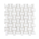 Pearl White 12x12 Polished Basketweave Dolomite Marble Mosaic Tile (5 pack, 5 sq ft/case)