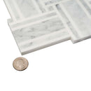 White Gray 12x12 Polished Basketweave Thassos Bianco Carrara Marble Mosaic Tile (5 pack, 4.83 sq ft/case)