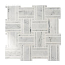 White Gray 12x12 Polished Basketweave Thassos Bianco Carrara Marble Mosaic Tile (5 pack, 4.83 sq ft/case)