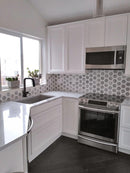 White Gray 10x12 Polished Hexagon Bianco Carrara Thassos Marble Mosaic Tile (5 pack, 4.34 sq ft/case)