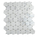 Cotton White 11x12 Polished Hexagon Bianco Carrara Bardiglio Marble Mosaic Tile (5 pack, 4.73 sq ft/case)