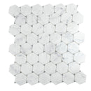 Cotton White 11x12 Polished Hexagon Bianco Carrara Bardiglio Marble Mosaic Tile (5 pack, 4.73 sq ft/case)