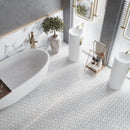 Cotton White 11x12 Polished Hexagon Bianco Carrara Bardiglio Marble Mosaic Tile (5 pack, 4.73 sq ft/case)